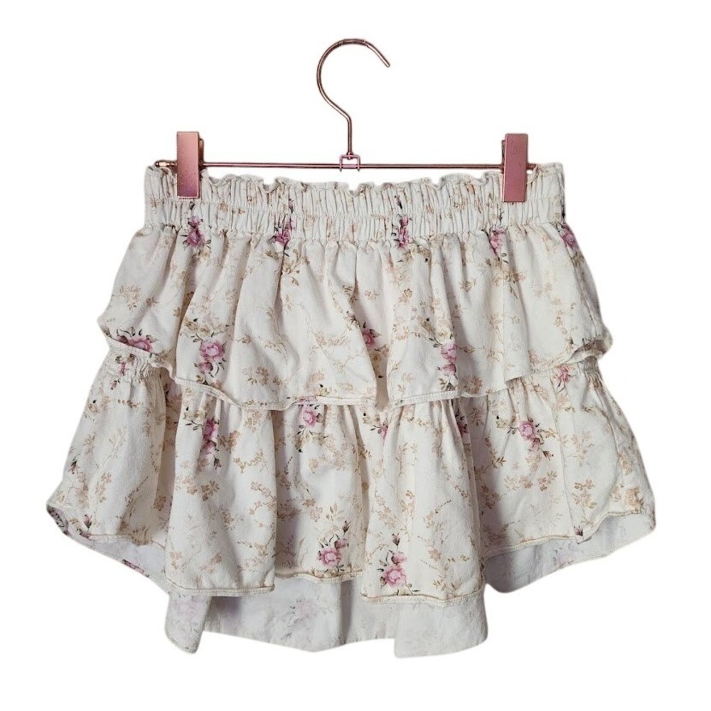 LOVESHACKFANCY Parasail Ruffle Mini Skirt Floral Pink Coquette balletcore size P - Picture 2 of 7
